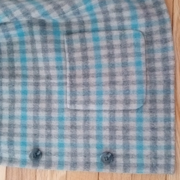 Talbots Double Faced Wool Jacket Gray and Teal Plaid - Picture 5 of 5